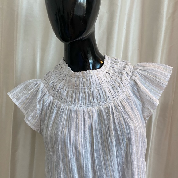 Loft white top with shimmer smock shell. Great shoulder accent ! - Picture 4 of 13